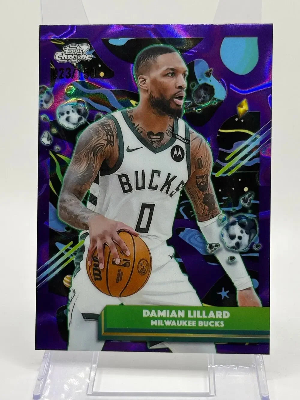 2025-26 Topps Cosmic Chrome Damian Lillard Purple Nebula Refractor 23/150 SP